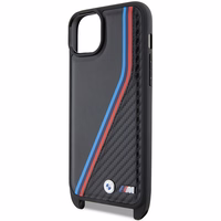 BMW M Edition anglies trispalvės linijos ir dirželis dėklas telefonui iPhone 15 Plus / 14 Plus - juodas