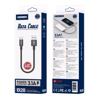 JELLICO laidas B28 USB-C 3.1A 0.3M juodas