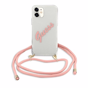 Guess GUHCP12SCRTVSPI iPhone 12 mini 5.4" rožinis/rožinis kietas dėklas Script Vintage