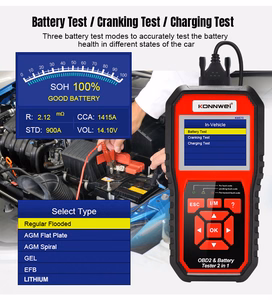 Konnwei KW870 OBD2 diagnostinis skeneris ir akumuliatorių testeris