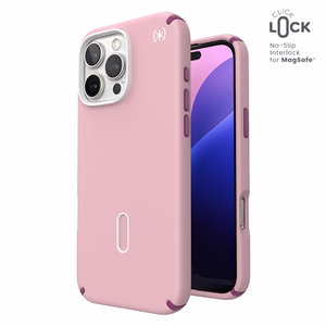 Speck Presidio2 Pro dėklas su MagSafe ir ClickLock, skirtas iPhone 16 Pro Max, „Wednesday Pink/Boysenberry Purple“