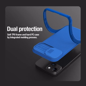 Nillkin CamShield Pro magnetinis dėklas telefonui iPhone 15 Plus su kameros apsauga - mėlynas