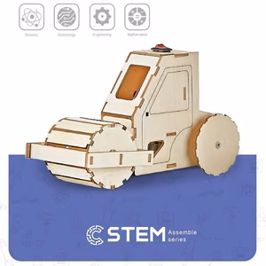 Wooden Assembly Kit "Electric Road Roller", STEM Educational Toy