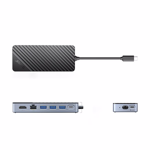 Orico OM28PR-G2 USB-C prijungimo stotelė su M.2 disko lizdu + 1 x USB-A 3.2 + 1x USB-C 3.2 + 2x USB-A 2.0 + 1x HDMI + 1x Ethernet - juoda