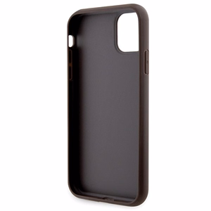 Guess GUHCN61P4TDSCPW dėklas iPhone 11 / Xr - rudas kryžminis 4G metalinis logotipas