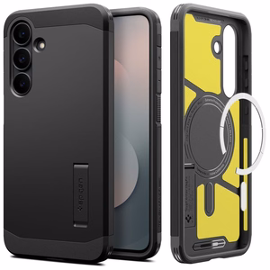 "Spigen Tough Armor Mag MagSafe" dėklas "Samsung Galaxy S25 FE" - juodai geltonas