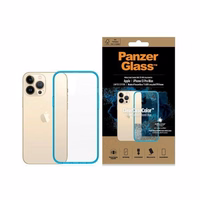 PanzerGlass ClearCase antibakterinis, karinio standarto sertifikuotas dėklas telefonui iPhone 13 Pro Max – permatomas mėlynas