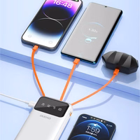 Didelės talpos išorinė baterija Dudao 20000mAh su 3 integruotais laidais USB-C + micro USB