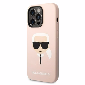 Karl Lagerfeld KLHMP14LSLKHLP iPhone 14 Pro 6.1 "kietas dėklas šviesiai rožinis / šviesiai rožinis Silikoninis Karlo Galva Magsafe