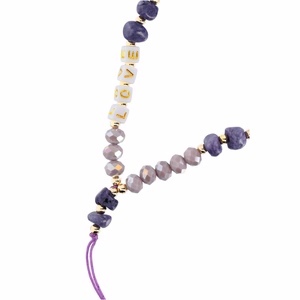 LOVE telefono dirželis, pakabukas / virvelės ilgis 44 cm (22 cm kilpoje) / ant rankos – violetinis