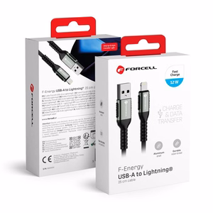 FORCELL F-ENERGY C257 kabelis USB A į Lightning 2,4A 12W Cafule 1,2 m juodas