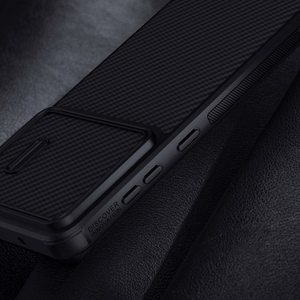 Nillkin Sintetinio pluošto S dėklas Samsung Galaxy S23+, kameros dangtelis, juodas