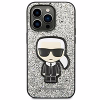 Karl Lagerfeld KLHCP14XGFKPG iPhone 14 Pro Max 6.7 "kietas dėklas sidabrinis / sidabrinis Blizgančios Dalelės Ikonik