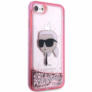 Karl Lagerfeld KLHCI8LNKHCP iPhone 7/8/SE 2020/2022 rožinis/rožinis kietas dėklas Blizgantis Karl Galva