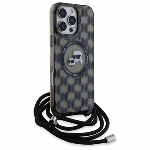 Karl Lagerfeld IML per petį monograminis Karl ir Choupette galvos MagSafe dėklas iPhone 16 Pro - juodas