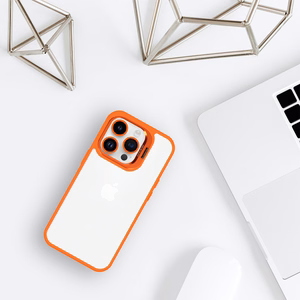 Tel Protect Dėklas telefonui su stovu + kameros stiklas Iphone 15 Pro Max oranžinė