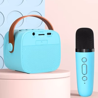 Blavec nešiojamas Bluetooth garsiakalbis WS-07 Karaoke Party 5W su 2 mikrofonais mėlynas