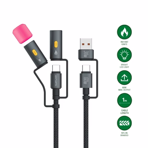 4in1 USB-C laidų rinkinys Explorer 60W 1m juodas