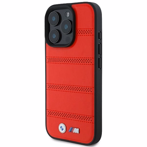 BMW M Perforuotas ir Siūlėtas Linija Magnetinis dėklas telefonui iPhone 16 Pro - raudonas