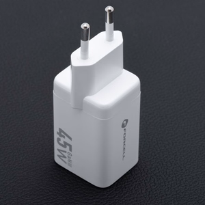 FORCELL F-ENERGY Mini GaN III VT-36 kelioninis įkroviklis su 1 x Type C + 1x USB A jungtimis, PD QC4.0 45W baltas