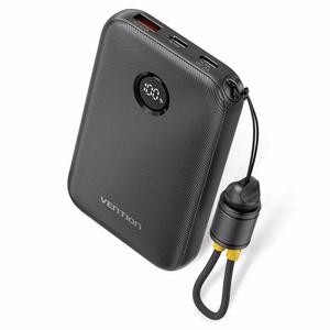 Vention 10000 mAh Išorinis akumuliatorius 2xUSB-C 1xUSB-A 22,5 W, juodas