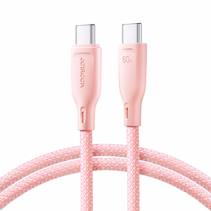 USB kabelis Joyroom (S-A34) "USB-C (Type-C) to USB-C (Type-C)" (60W 1m) rožinis