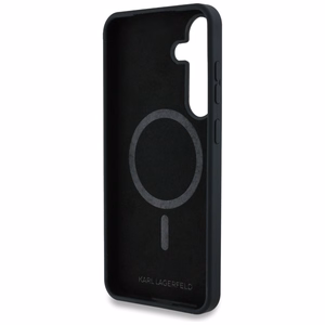 Karl Lagerfeld silikoninis grafiti Ikonik logotipas su magnetiniu Samsung Galaxy S25 dėklas juodas
