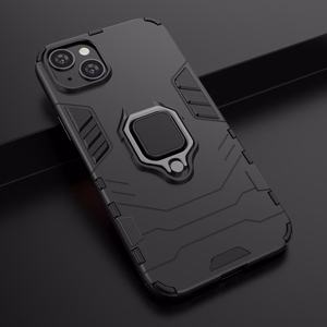Ring Armor dėklas telefonui iPhone 14 Plus šarvuotas dangtelis su magnetiniu laikikliu ir žiedu juodas