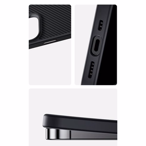 Benks Magnetinis Armor Pro Kevlar dėklas Metalinis rėmas 600D (D065) Iphone 16 Pro juodas (Kameros valdymo mygtukas)