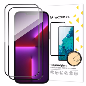 2 шт. закалённое стекло на весь экран с рамкой Case Friendly Wozinsky Full Glue iPhone 15 Pro Max - чёрное