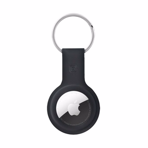 Crong Silicone dėklas, skirtas Apple AirTag 1 / 2, su žiedu raktams, juodas