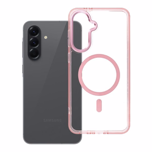 Dėklas Samsung A56 Frame Clear Hybrid Mag Cover suderinamas su MagSafe pudrinė rožinė