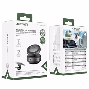 Acefast E29 Magnetic Holder with Wireless Charger with Suction Cup for Dashboard/Windshield - Black