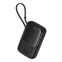 Išorinė baterija Baseus Qpow Pro+ 10000mAh 22,5W su integruotu USB-C laidu ir ekranu (juoda)