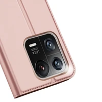 Dux Ducis Skin Pro dėklas telefonui Xiaomi 13 Pro su kortelių laikikliu ir stovu rožinis