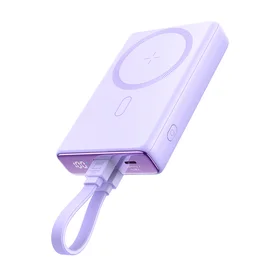 Magnetinė išorinė baterija Joyroom JR-PBM01 10000mAh 20W su stovu + Lightning į USB-C laidas (violetinė)
