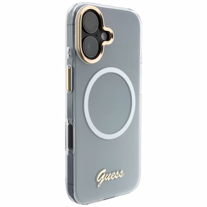 Guess IML Gradient Script Metal MagSafe Dėklas for iPhone 17 - baltas