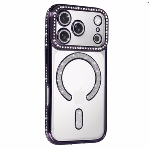 Bling Magsafe violetinis dėklas telefonui iPhone 17 Pro Max