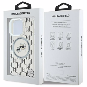 IML Monogram Karl & Choupette Head MagSafe Dėklas telefonui iPhone 16 Pro - skaidrus