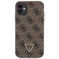 Guess GUHCN61P4TDSCPW dėklas iPhone 11 / Xr - rudas kryžminis 4G metalinis logotipas