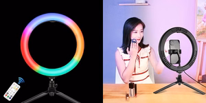 LED žiedine lempa 26cm, su trikoju stovu 8.3cm, USB