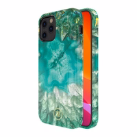 Kingxbar Agate Series dėklas telefonui dekoruotas spausdintu agatiniu raštu iPhone 12 mini žalias