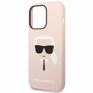 Karl Lagerfeld KLHCP14LSLKHLP iPhone 14 Pro 6.1 "kietas dėklas rožinis/rožinis Silikoninė Karlo Galva