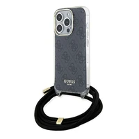Guess Crossbody Cord 4G Print dėklas telefonui iPhone 15 Pro – juodas