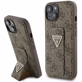 Guess dėklas telefonui su stovu Grip Stand 4G Triangle Strass iPhone 15 - rudas