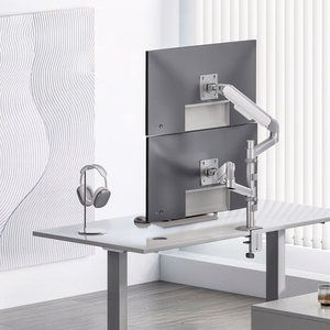 Ergo Office ER-692 W – dvigubas dujinės spyruoklės monitorių laikiklis 17–32 col. ekranams, po 1–10 kg, matinis baltas