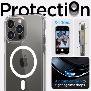 Spigen Ultra Hybrid Magnetinis dėklas su MagSafe iPhone 14 Pro - skaidrus/baltas