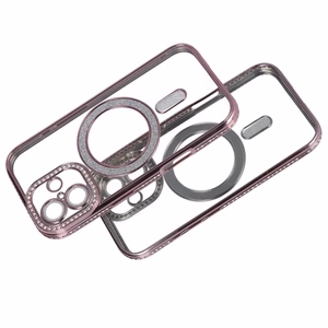 Bling Magsafe rožinis dėklas telefonui iPhone 17