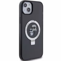 Karl Lagerfeld KLHMP15MHMRSKCK iPhone 15 Plus 6.7" juodas/juodas kietas dėklas su žiediniu stovu Karl&Choupette Magnetinis