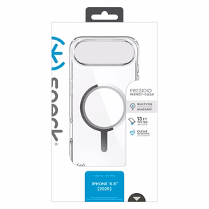 Speck Presidio Perfect-Clear MagSafe dėklas, skirtas iPhone Air, „Clear / Silver“ spalvos